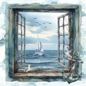 Салфетка для декупажа "Вид на море" бумажная, 370240, 33х33 см